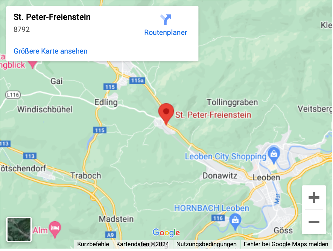 Lageplan Wochenzimmer-Standort im Bezirk Leoben